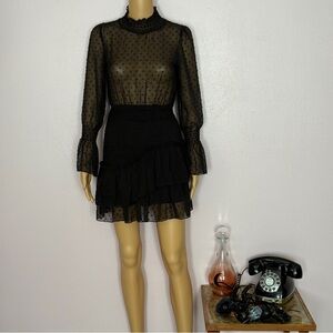 Hello Molly Black Sheer Long Sleeve Dress